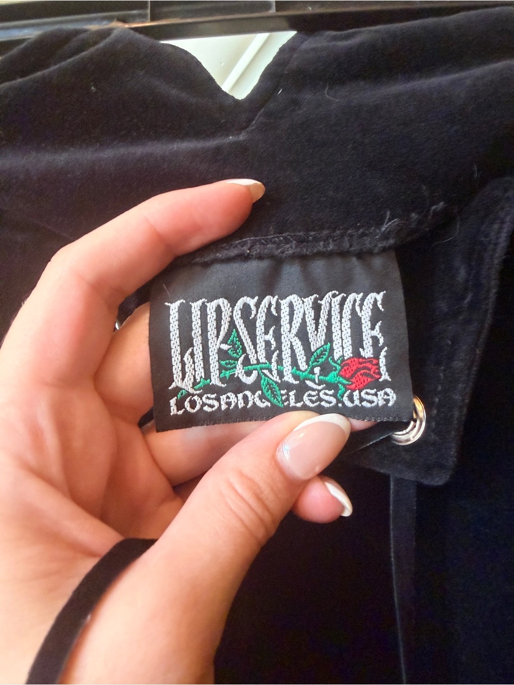 Lip Service Black Velvet Jacket with Red & Green Embroidered Logo - Picture 3 of 4